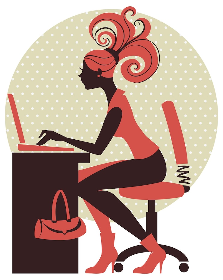 Vector silhouette of girl with notebook