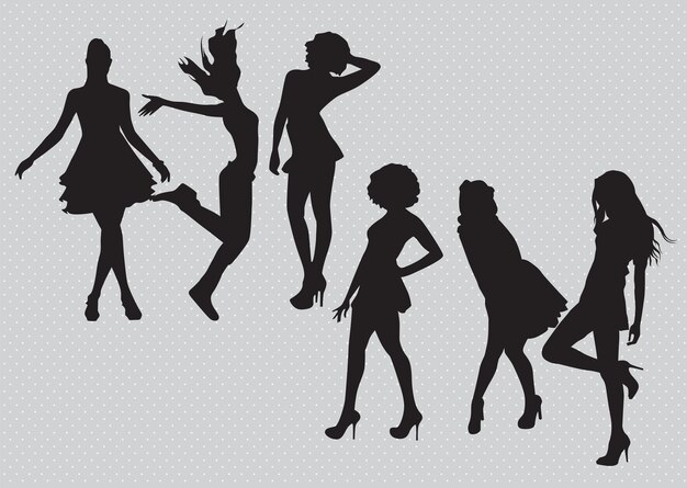 Vector silhouette girls vectors