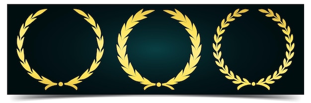 Silhouette golden laurel wreath, heraldic trophy crest, greek olive branch award