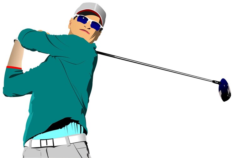 Vector silhouette of golfer