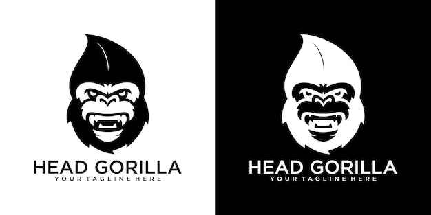 Ispirazione per il design del logo silhouette gorilla of leaf