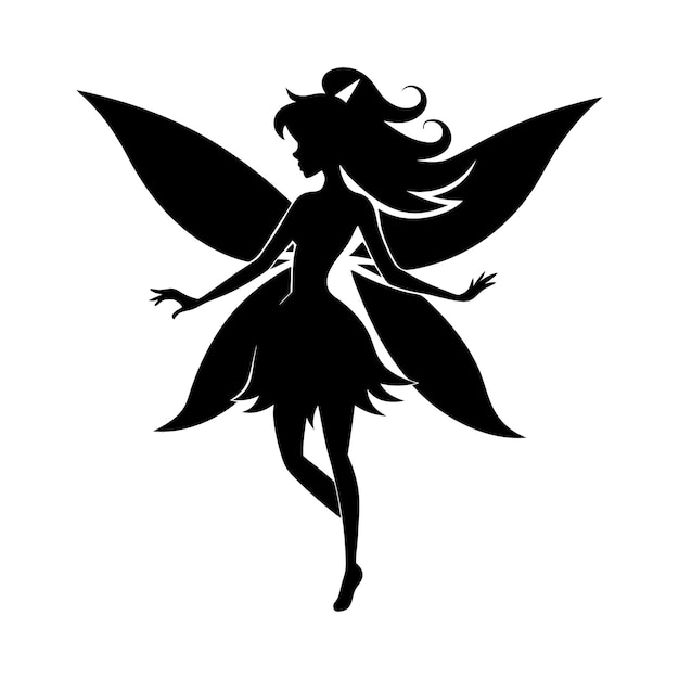 Silhouette of a Graceful Fairy with Wings