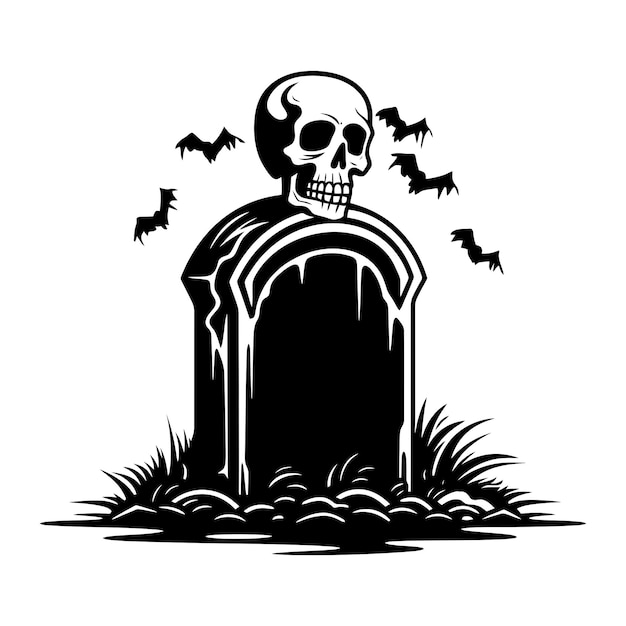 Vector silhouette of gravestone halloween