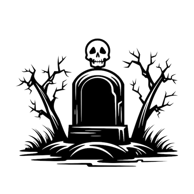 Premium Vector | Silhouette of gravestone halloween