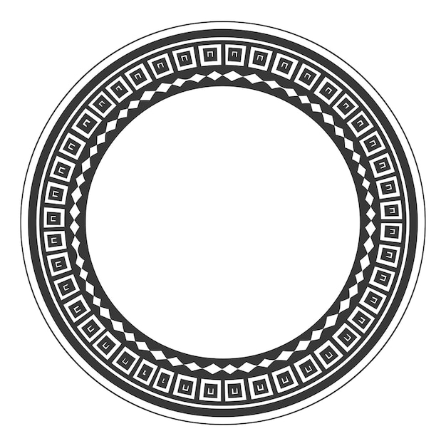 Vector silhouette greek circle frame black color only