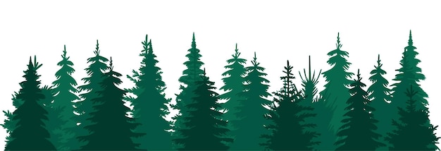 Silhouette green forest design isolated vector