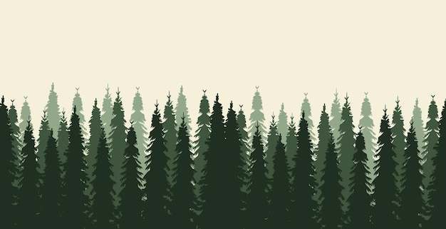 Silhouette green forest park pine spruce design vector isolated