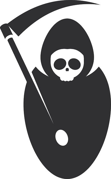 Silhouette of grim reaper with a scythe isolated on transparent background