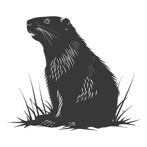 Vector silhouette groundhog animal black color only full body