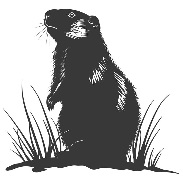 Vector silhouette groundhog animal black color only full body