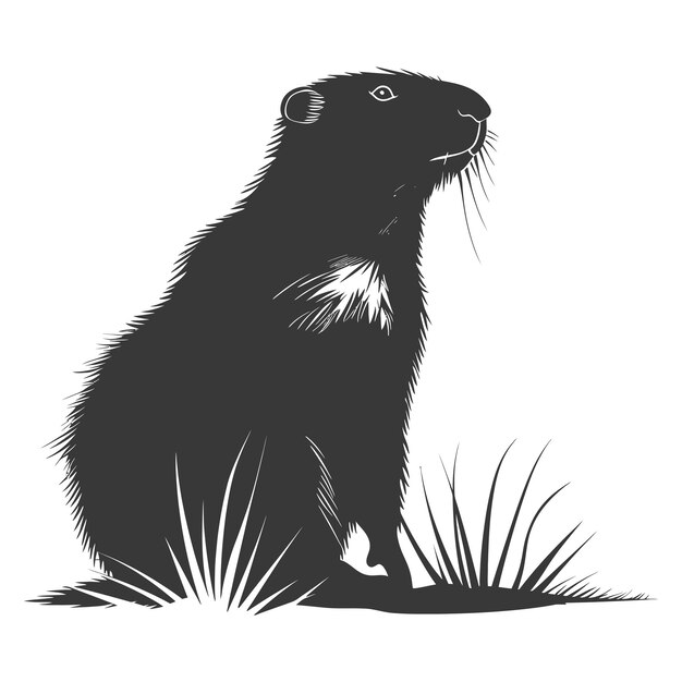 Vector silhouette groundhog animal black color only full body