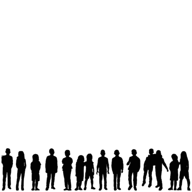 Vector silhouette group crowd of people
