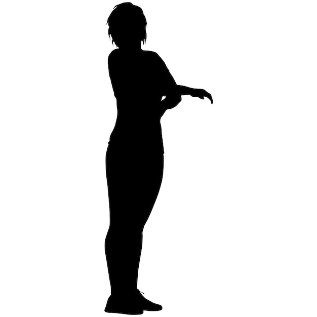 Vector silhouette group of people standing on white background