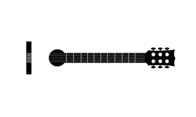 Siluetta di un musicista di logo del biglietto da visita di vettore dello strumento musicale della chitarra