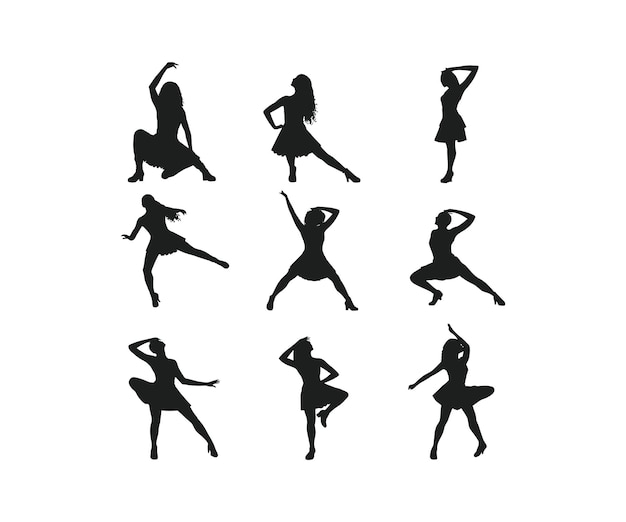 Silhouette gymnast dancer set of ballerina female Vector illustration design