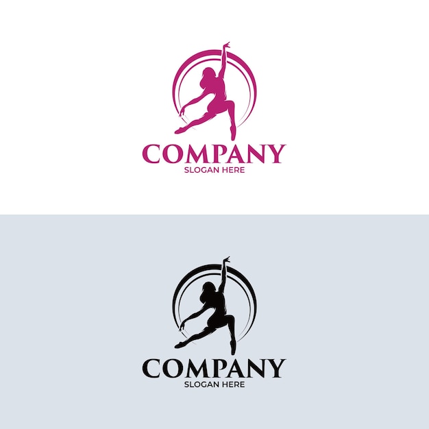 Silhouette of gymnastic logo design template