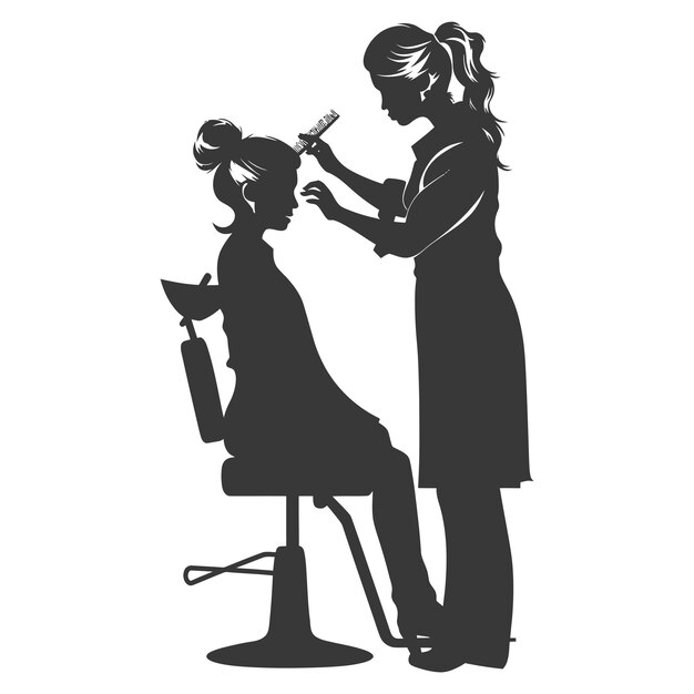 Vector silhouette hairdresser in action full body black color only