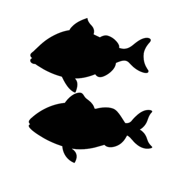 Vector silhouette of halibut fish on white