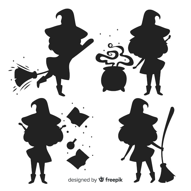 Vector silhouette halloween witch