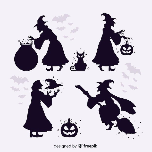 Vector silhouette halloween witch