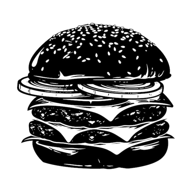 Silhouette hamburger colore nero solo corpo pieno corpo