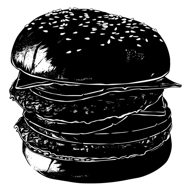 Vector silhouette hamburger black color only