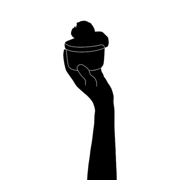 Silhouette hand holding ice cream