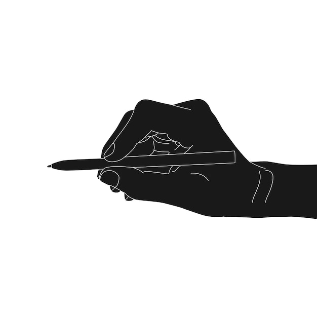 Vector silhouette hand holding pen vector