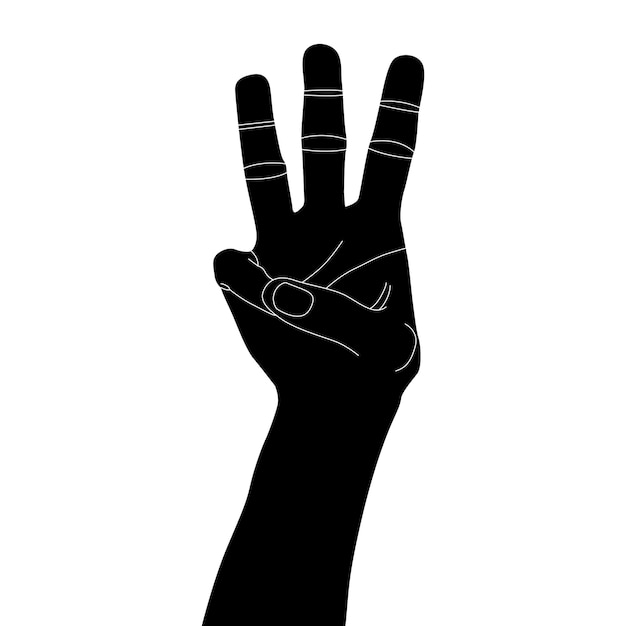 Vector silhouette hand vector on white background