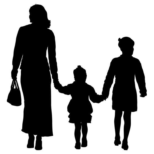Vector silhouette of happy family on a white background vector illustration