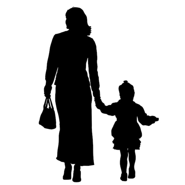 Silhouette of happy family on a white background vector illustration