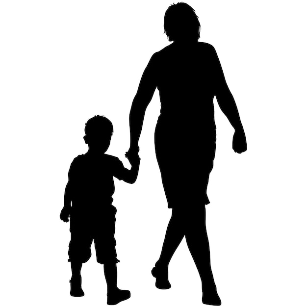 Vector silhouette of happy family on a white background vector illustration