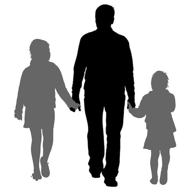 Silhouette of happy family on a white background Vector illustration