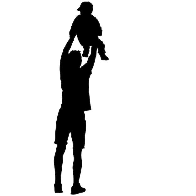 Vector silhouette of happy family on a white background vector illustration