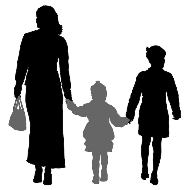 Silhouette of happy family on a white background vector illustration