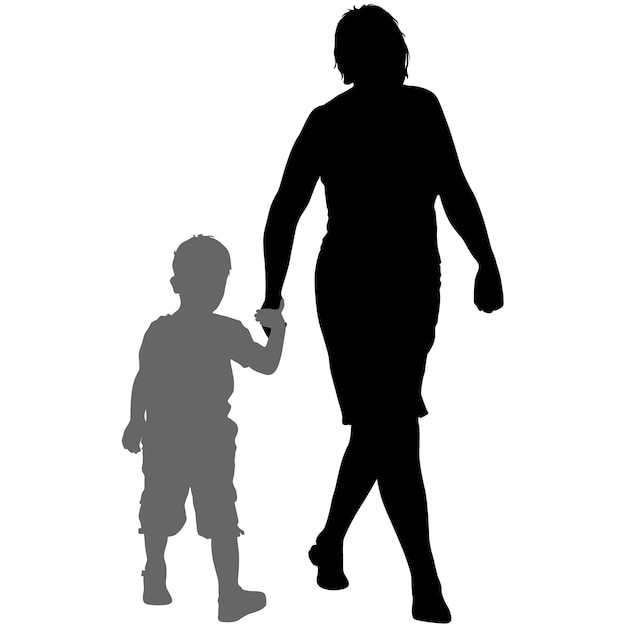 Silhouette of happy family on a white background Vector illustration