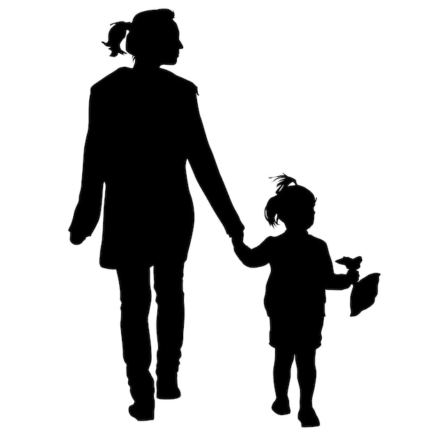 Silhouette of happy family on a white background