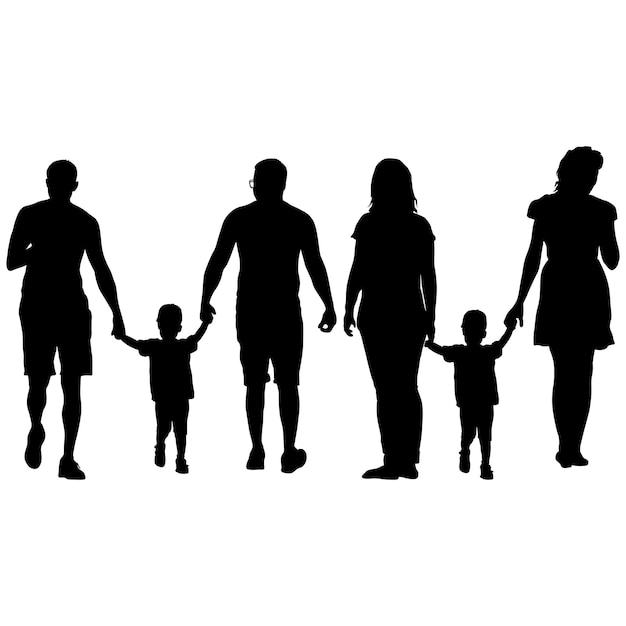 Silhouette of happy family on a white background