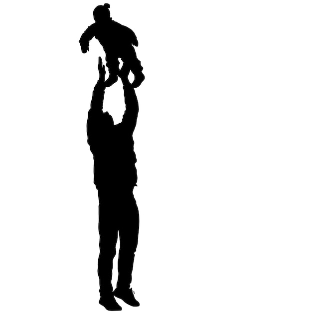 Silhouette of happy family on a white background