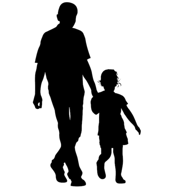 Silhouette of happy family on a white background