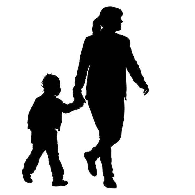 Silhouette of happy family on a white background