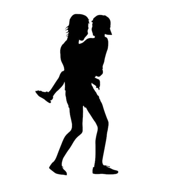 白い背景に幸せな家族のシルエット