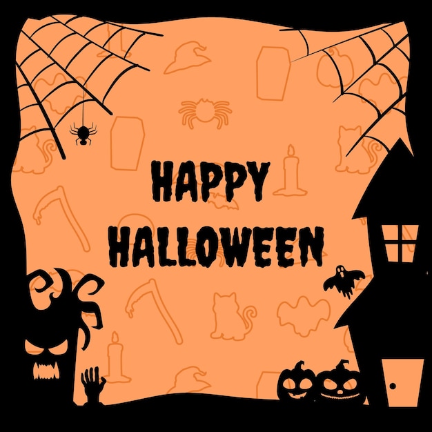 Silhouette happy halloween background illustration