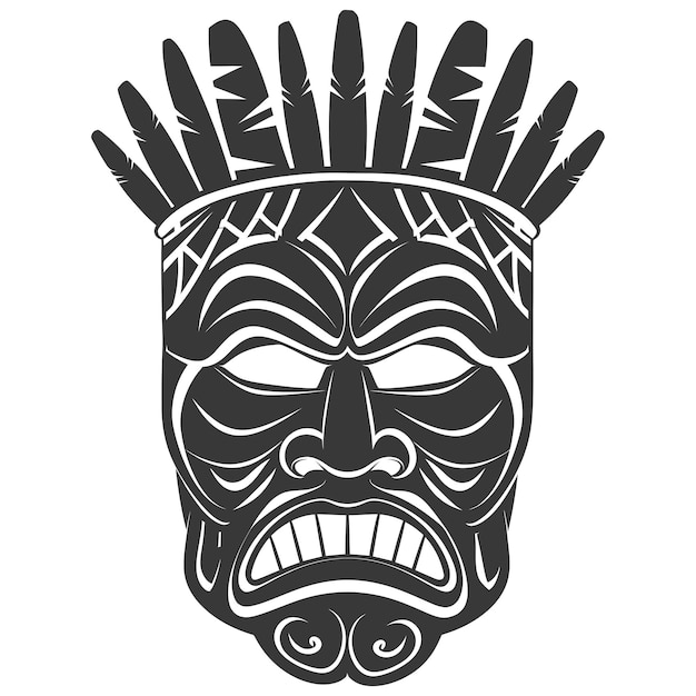 Vettore silhouette maschera hawaiana solo colore nero