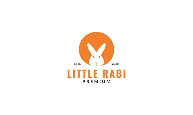 Silhouette head face rabbit in circle  logo design