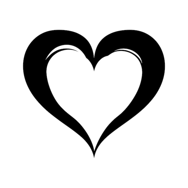 Logo dell'amore a silhouette e cuore solo colore nero