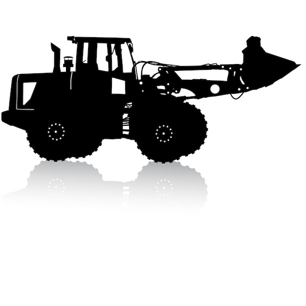 Silhouette of a heavy loaders with a ladle Vector illustration
