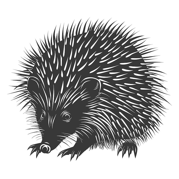 Silhouette Hedgehog animal black color only full body