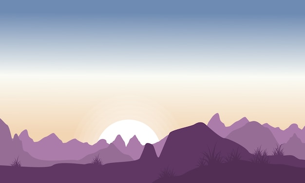 Vector silhouette of hill beauty landscape vector