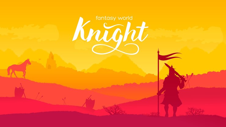 Vector silhouette historical battlefield at sunset